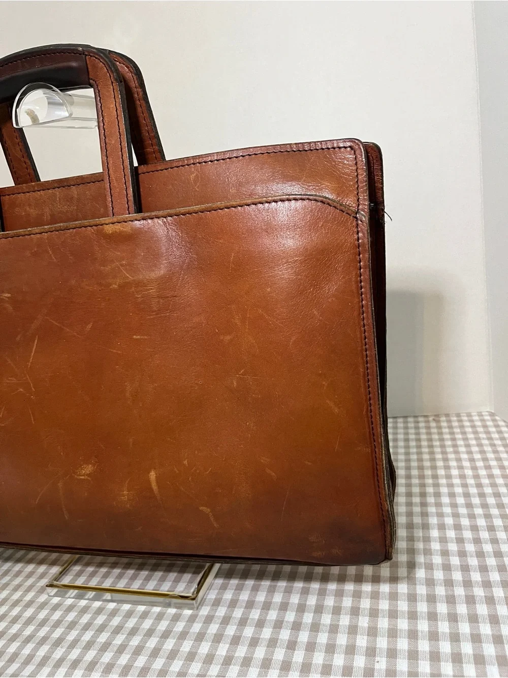 Vintage Schlesinger Brothers Brown Leather Briefcase / Portfolio 1970's-80's